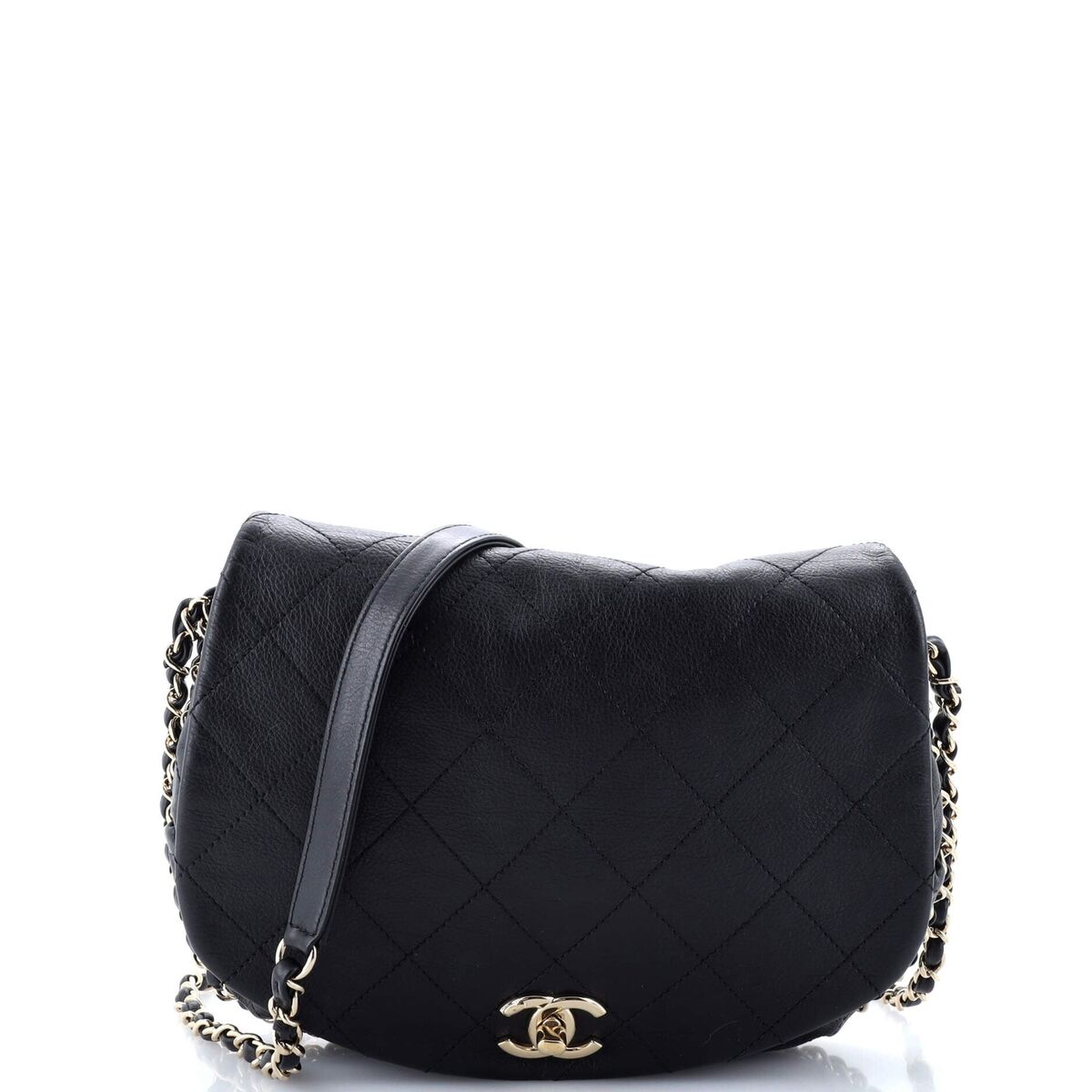 Chanel Chain Around Saddle Flap Bag Quilted Calfskin Small Chanel Chain Around Saddle Flap Bag Quilted Calfskin Small