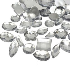 100 Clear Color Flatback Acrylic Rhinestone Gems Assorted Shape No Hole