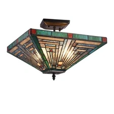 CHLOE Lighting INNES Tiffany-style Blackish Bronze 2 Light Mission Ceiling...