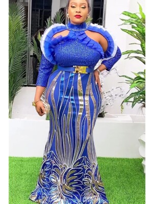 chinese dress ladies Plus Size Autumn Queen Chiffon Maxi Dress 3 main image 0