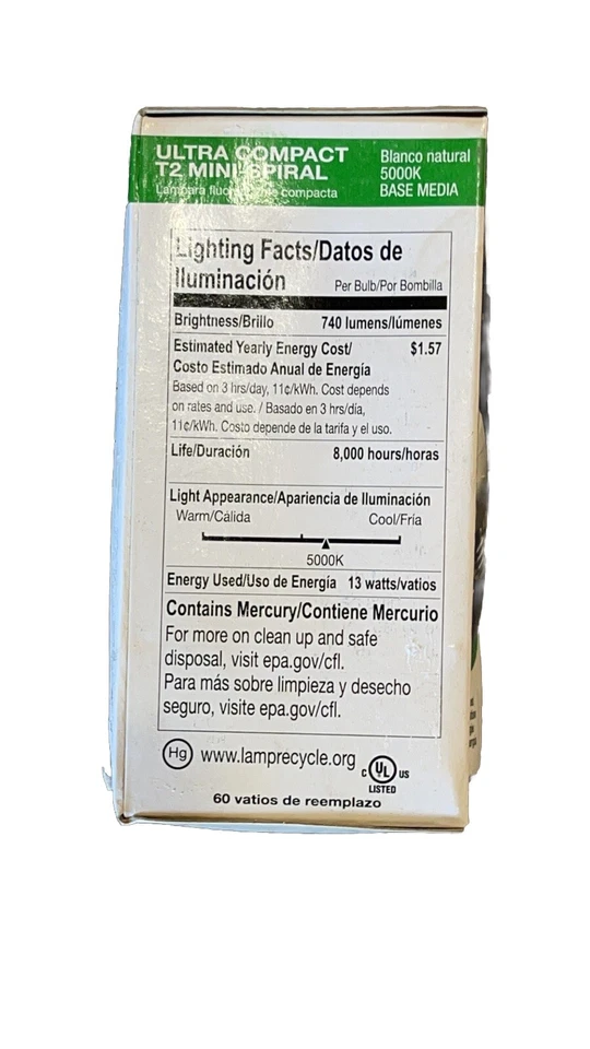🔥(AN) 10x Halco 45058 CFL13/50/T2 13W Spiral CFL Bulb 5000K Daylight E26 - Image 4 of 4
