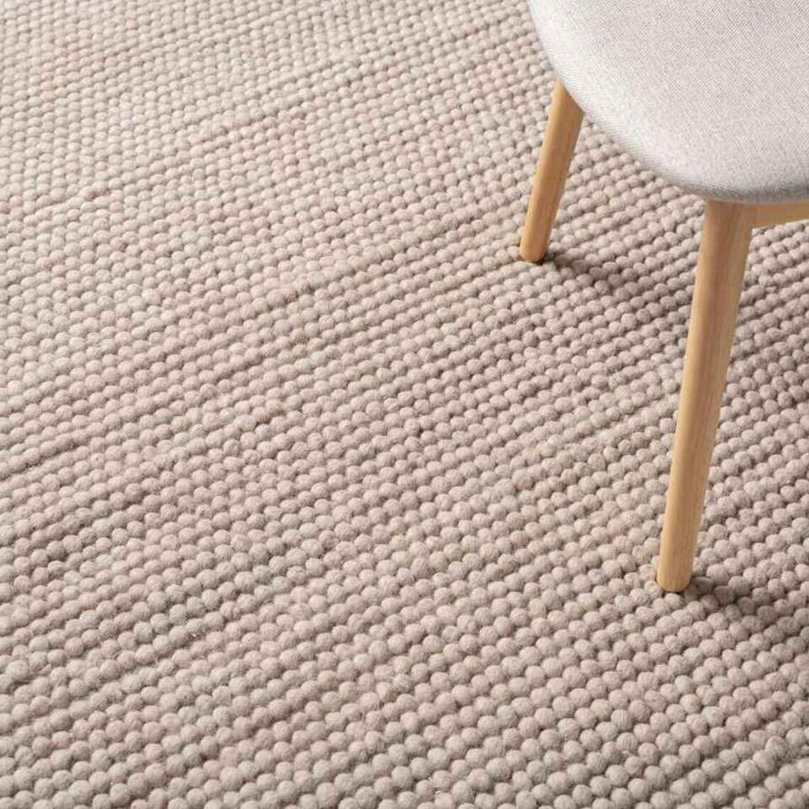 【Vintage】Hand Knit Rug 170×100 Hand-Knitted Chunky Wool Indoor Area Rug Woven Rug for Home