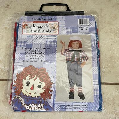 BOYS RAG RAGGEDY ANDY DOLL HALLOWEEN COSTUME DRESS 4-6 12115 NEW