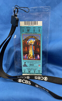 Super Bowl 47 Baltimore Ravens vs. SF 49'ers Full Ticket & CBS Lanyard