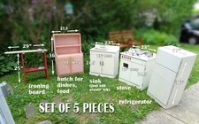 Vintage Solid Wood Hand-Made Children's Kitchen Set Toy - Made 50 years ago