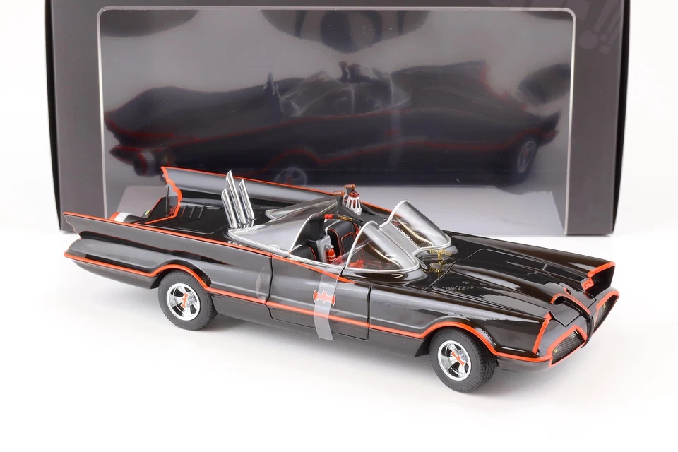 1:18 Hot Wheels Elite 1966 Batman TV Serie Batmobile Nero L7130 - Immagine 2 di 4