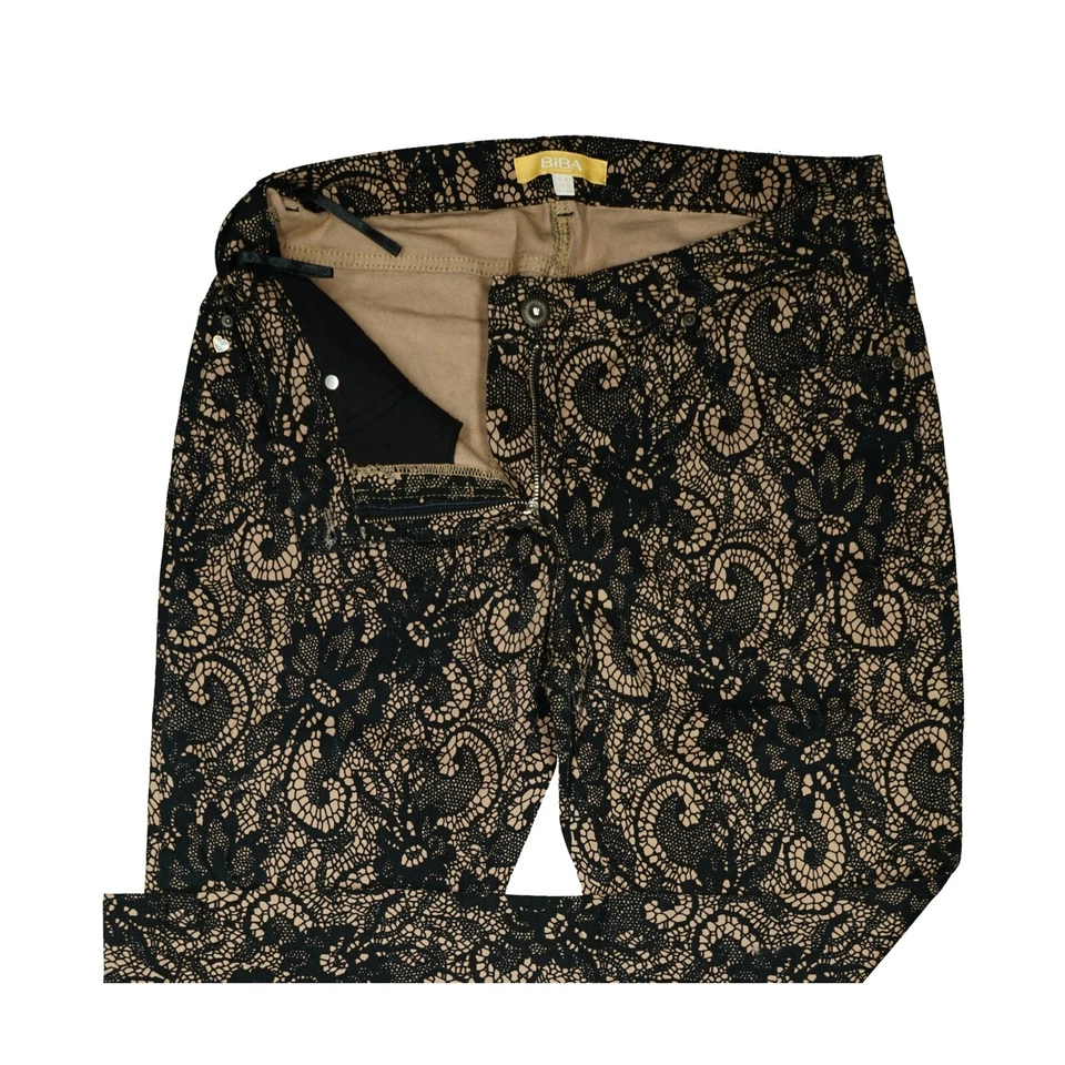 BIBA Damen Stretch Jeans Hose Slim mid Rise 42 XL W32 L32 Beige Schwarz Muster - Bild 3 von 4