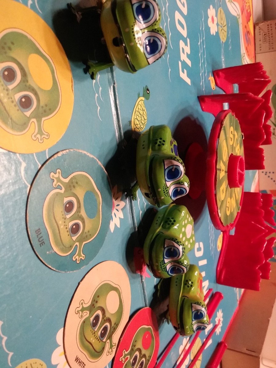 1965 Milton Bradley Frantic Frogs Action Wind-Up Toy Game