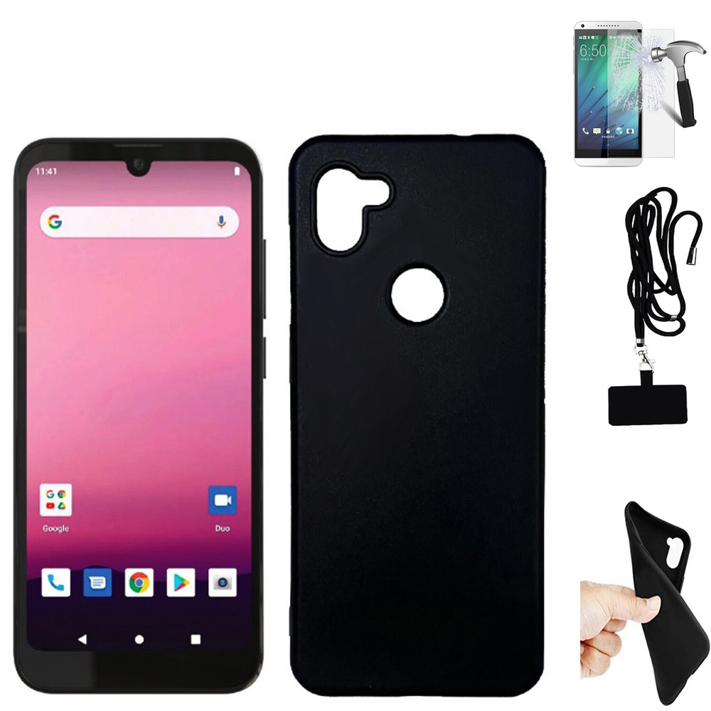Phone Case for Orbic Q10 4g LTE / Fun Flexible Gel Tempered Glass Phone Lanyard
