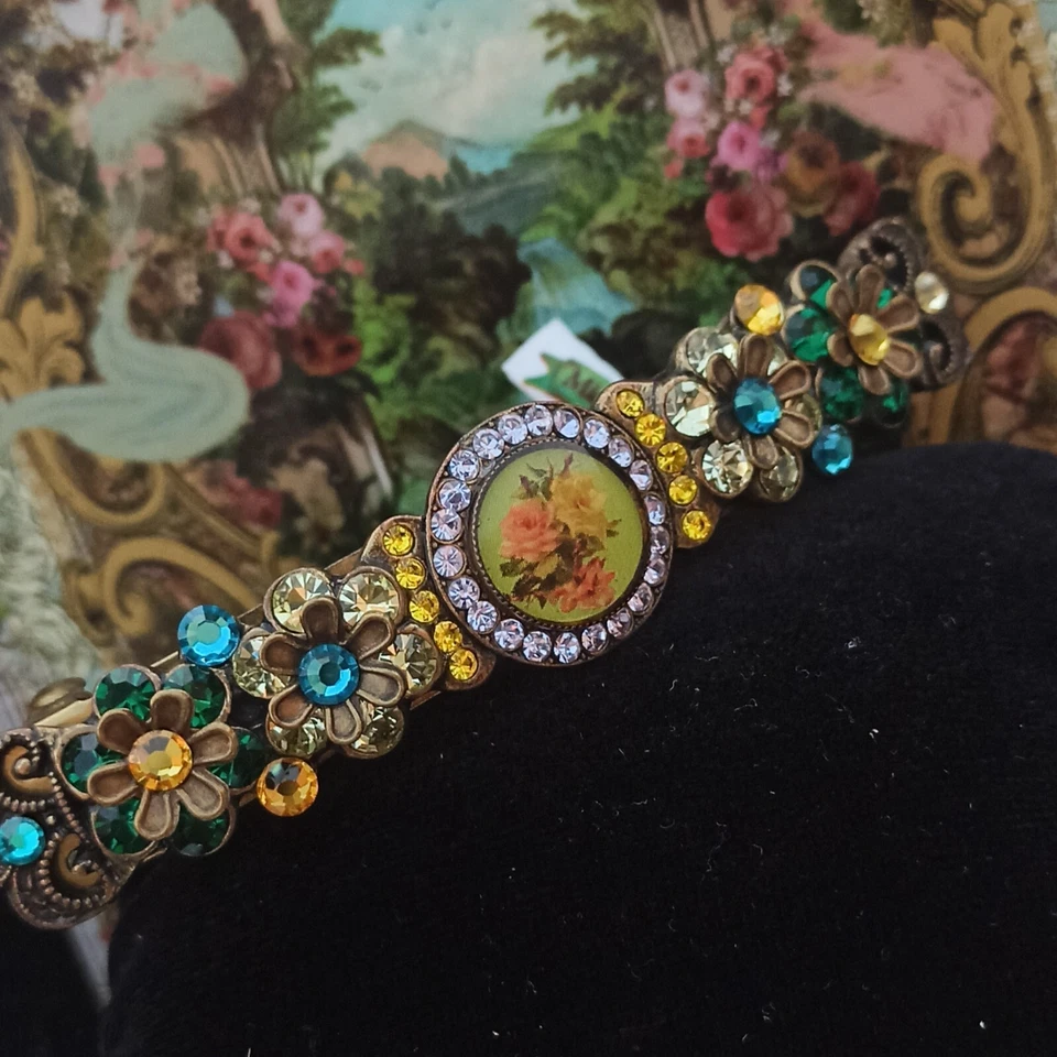 Michal Negrin заколка для волос цветной большой цветочный синий зеленый кристаллы коренастый новый коробка - Изображение 3 из 4