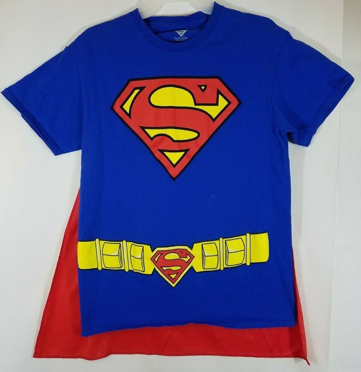 DC Comics Superman Mens Blue/Red Super Hero Shield Graphic T Shirt