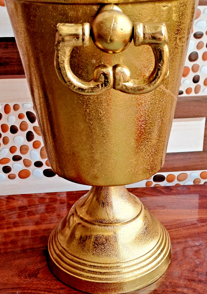 Cubo de champán dorado de pie aspecto envejecido enfriador de vino regalo de hielo Foto 2 de 4