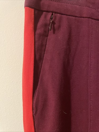 Anthropologie The Essential Slim Pants Red Maroon Burgundy W Side Stripe Sz 6 - Picture 3 of 5