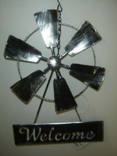 Windmill Metal Farmhouse Hanging Welcome Sign Midwest Country Rustic Barn Decor