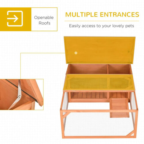 Cozy Rabbit Hutch & Run for Small Animals - Weather-Resistant Fir Wood Design - Picture 5 of 9