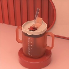 300ml Adult Sippy Cup Spill Proof With Lid  Straw PP Mug For Elderly Care