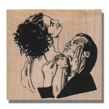 Wood Rubber Stamp, Beautiful Couple, People Lady Love Hug Woman Man Romance Face