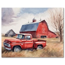 American Farm DIY Paint by Numbers for Adults Red Barn vintage Truck Kits with