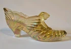Fenton Carnival Glass Gold Amber Slipper Stretching Cat
