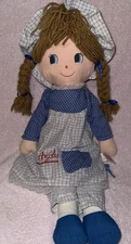 Fairview Industrial Cloth Rag Doll Plush White Blue Los Angeles Dress 22” VTG
