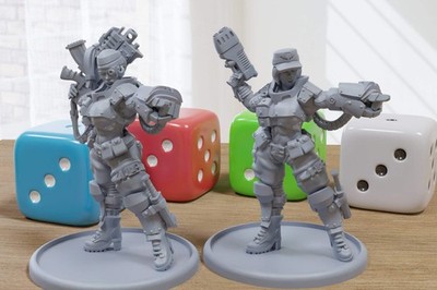 Jungle Lieutenant Babes - 3D Printed Proxy Minifigures for Sci-fi Miniature Tabl