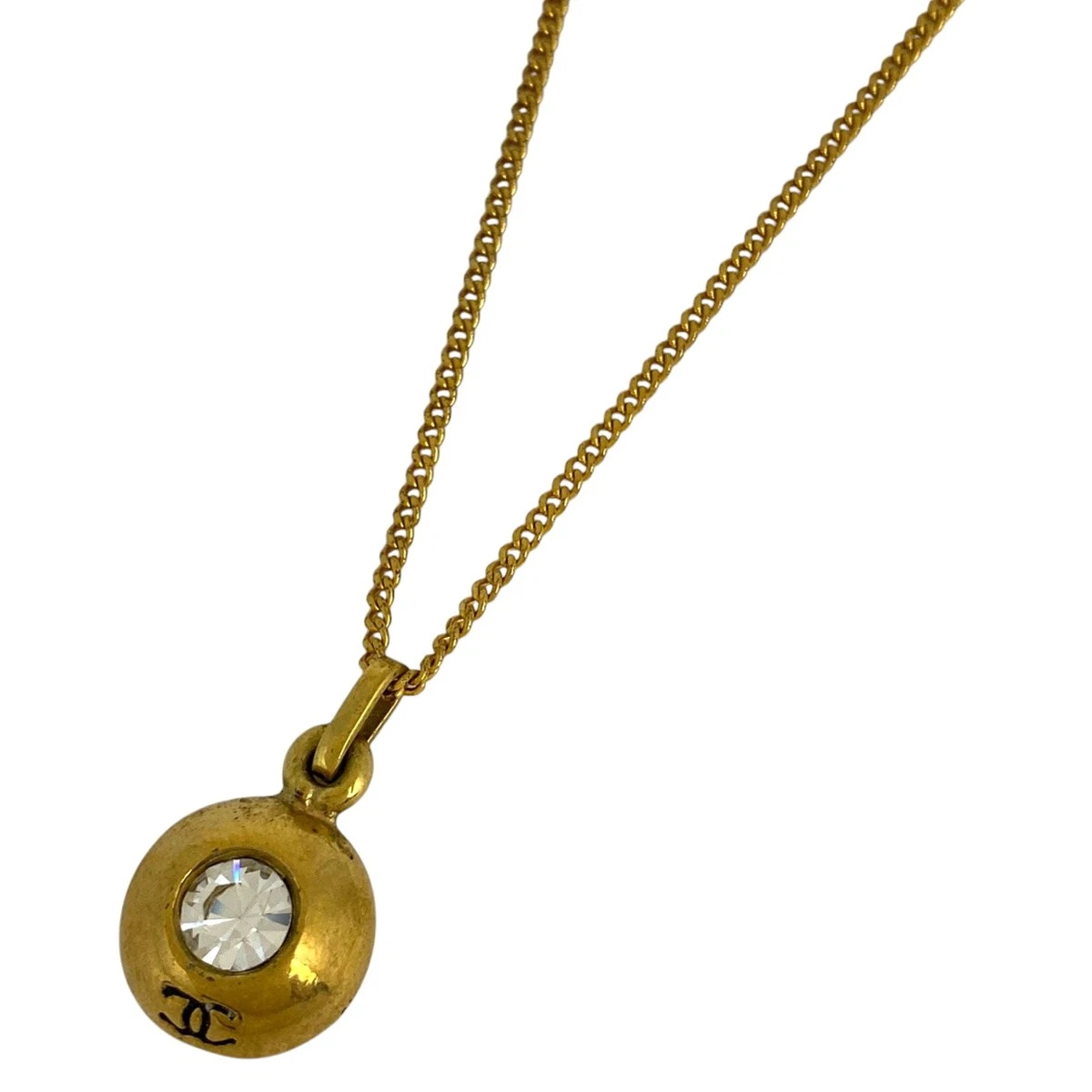 CHANEL (Incastro) Collana con Strass Logo CC Collana Rotonda Placcata Oro...