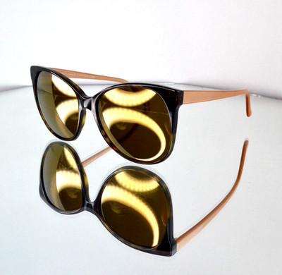 RARE Andy Wolf ''Gina'' Cat Eye Sunglasses Peach/Yellow Mirror Handmade in Austria