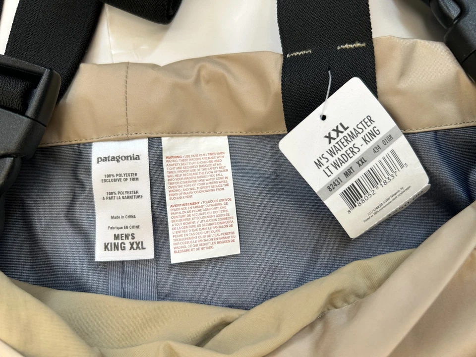 Patagonia Waders Watermaster Hombre’s King Tall 2XL Pecho de Pesca con Mosca Vadeadores Tostado Foto 4 de 4