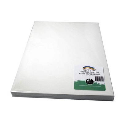 Rainbow Quality 250gsm Durable Gloss Digital Copy Paper 100 Pack in White Colour
