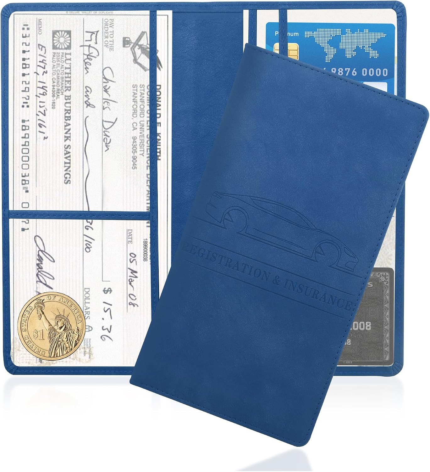 Car Registration and Insurance Holder,Pu Leather Car Glove Box