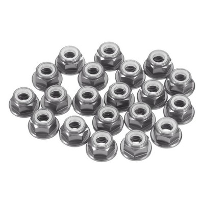 30x M3 0,5mm Alu Flanschmutter Sechskant grau