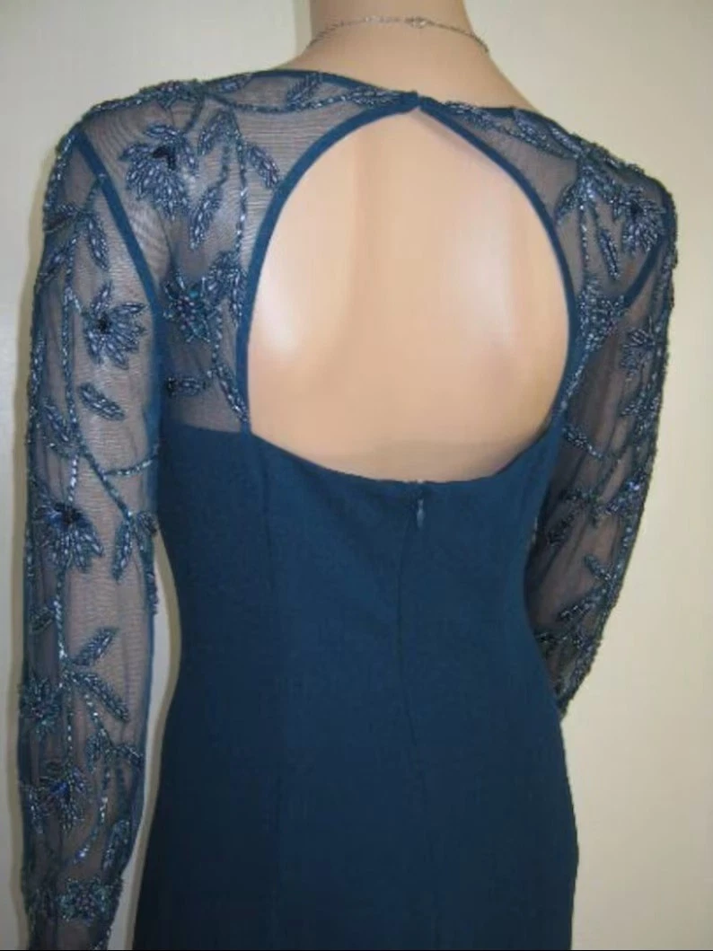 Adrianna Papell Vestido de Baile / Vestido de Cóctel Turquesa con Adornos, 34 *NOBLE*