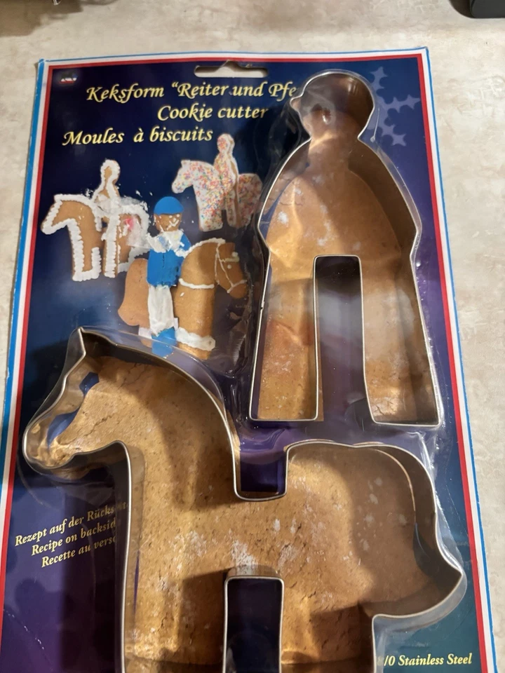 New Keksform German Cookie Cutters Man Horse Unique Gingerbread Recipe on back - Image 2 of 4
