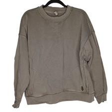 Free People Movement Metti Crew Sweatshirt Gray / Green Distressed Pullover XS