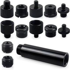 13 Pack Microphone Stand Adapter Screws with Extension Tube,Black Aluminum