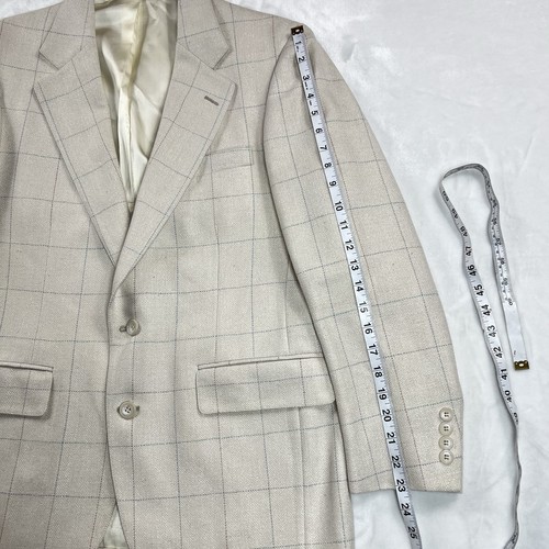 Blazer de cricket de colección para hombre 42S? Abrigo deportivo ligero forrado parcialmente a cuadros de lana marfil - Imagen 3 de 12