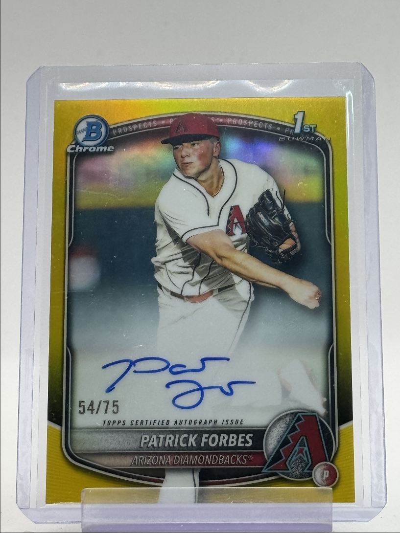 PATRICK FORBES 2025 BOWMAN CHROME DRAFT 1ST YELLOW REFRACTOR AUTO /75 Q3855