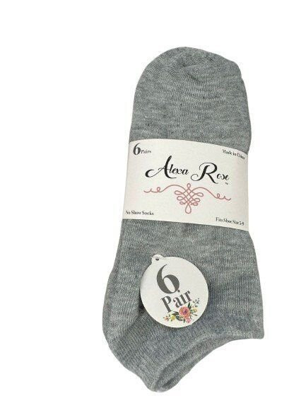 Alexa Rose Womens No-Show Socks Size 5-9 6-Pack in Gray-image