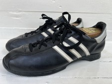 Vintage Adidas Touring Cycling Sneakers – Black Leather, Rare 3-Stripes Size 8.5