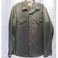 Vintage Ely Plains Mens Western Pearl Snap Shirt Black Long Sleeve 16-34 L