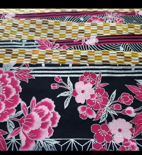 Japanese kimono HANHABA obi yukata obi.kaku obi.pink silver black.flowers. - Picture 7 of 7
