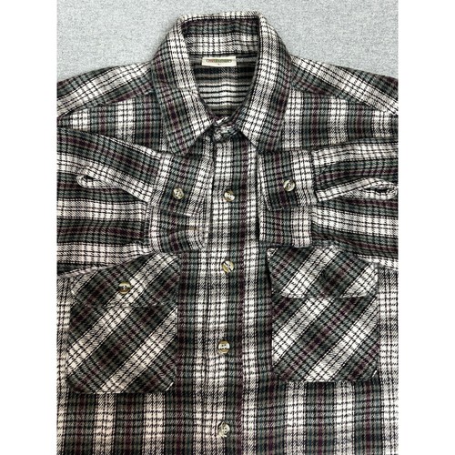 VTG 80s Five Brother Heavy Duty Flannel Shirt L Multi Plaid Long Sleeve Made USA