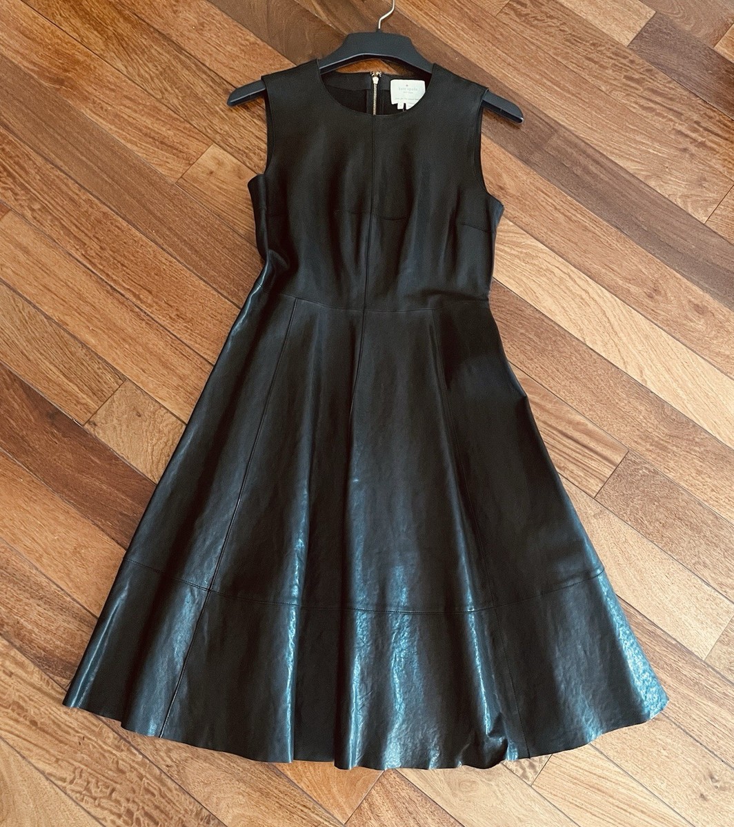 Kate Spade Sleeveless Leather Fit-and-Flare Dress, Black, size 4, NWT $988  | eBay