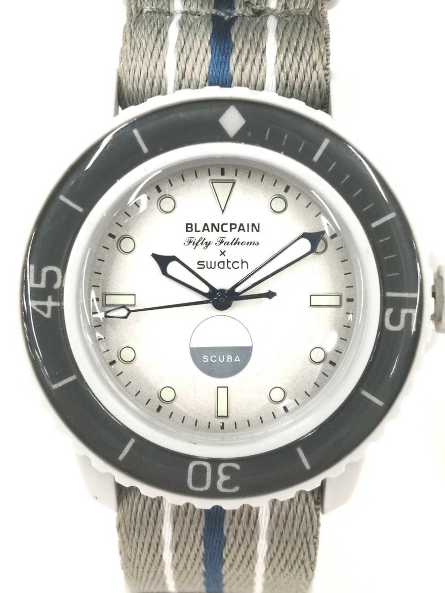 Blancpain Swatch Fifty Fathoms Bioceramic Diver Watch White 40mm