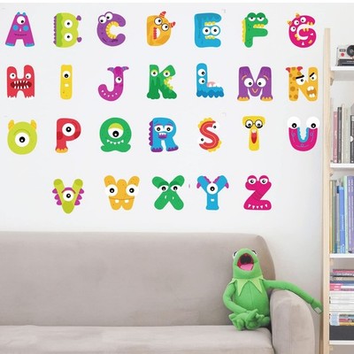 Cute 26 Alphabets ABC Kids Wall Stickers Removable Colorful ABC Letter Eyes D...