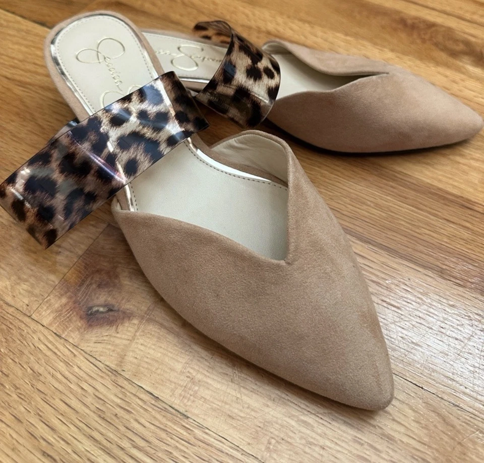 Jessica Simpson Mules Lujane leopardo e bronzeado feminino 7 - Imagem 3 de 4