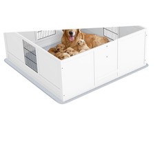 Dog Whelping Box with Adjustable Entry, Waterproof Pad,