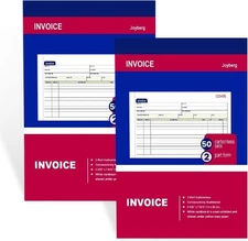 2 Packs Invoice Book for Small Business 2-Part Carbonless, 2P, White/Canary 