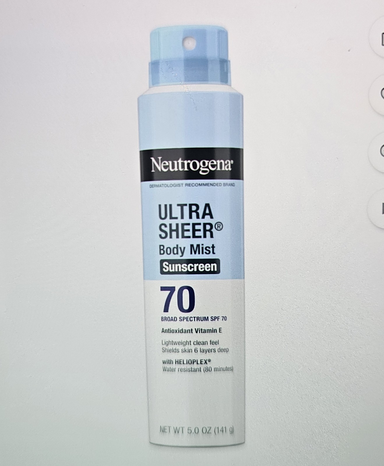 Ultra Lightweight SPF 70 Sheer Sunscreen Spray 5 Oz