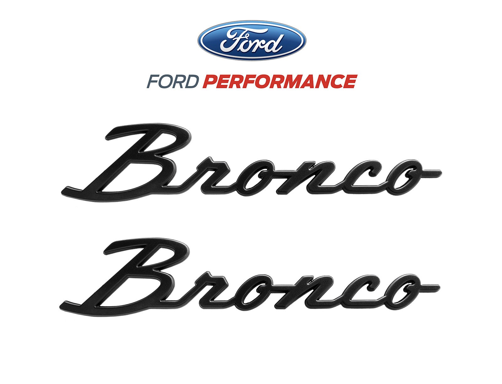 2021-2025 Bronco OEM M-1447-BSMB Matte Black Script Heritage Fender Emblems Pair